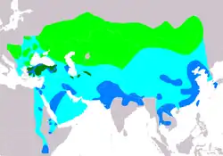 Distribución del águila imperial oriental.