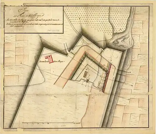 Proyecto del Fortín, en el que se incluye la ermita de San Roque (junio de 1731)