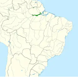 Distribución geográdica de la aratinga pechisulfúrea.