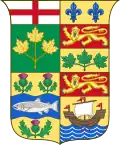 Escudo de armas de Canadá como se ve en la insignia roja de 1868