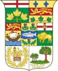 Escudo de armas de Canadá como se ve en la insignia roja de 1873
