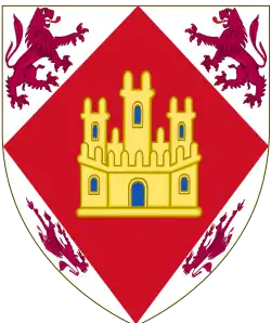 Escudo de armas usado por 1) Sancho de Castilla, hijo ilegítimo de Alfonso XI de Castilla; 2) Leonor Enríquez de Castilla, hija de Fadrique Alfonso de Castilla y nieta de Alfonso XI de Castilla.