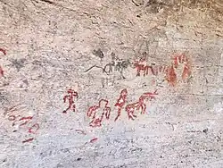 Arte rupestre Parte derecha de Cueva de los monos Cucurpe Sonora