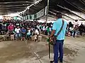 Un ne'jwesx o autoridad indígena dirige una asamblea comunitaria en la vereda Ullucos - Picacho (2017).