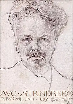 Retrato de August Strindberg en carboncillo y óleo (1899)