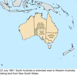 Map of British claims to Australia; for details, refer to adjacent text