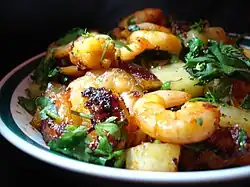 Awadhi prawns.