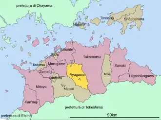 Localización en la prefectura de Kagawa