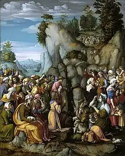 Moses haciendo manar agua de la roca (1525), de Bacchiacca