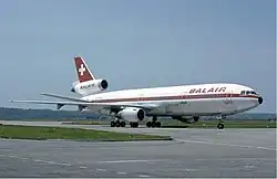 McDonnell Douglas DC-10 de Balair en el aeropuerto de Basilea (1985)