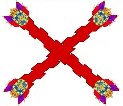 Bandera virreinal con la Cruz de Borgoña.