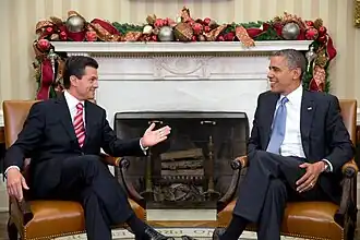 El Presidente estadounidense Barack Obama con el Presidente-electo Enrique Peña Nieto en la Casa Blanca, 2012.