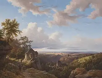 Paisaje de Eifel con pequeña iglesia