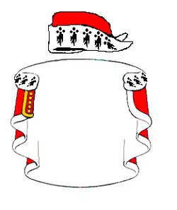 Manto histórico y encabezamiento de un barón feudal escocés