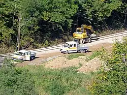 Trabajos en la antigua ruta de Gußwerk para la renovación del tranvía museo hacia el centro de la localidad de Mariazell (Sept. 2012)
