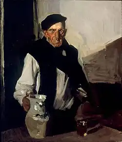 Joaquín Sorolla y Bastida "Bebedor vasco" (un estudio de la serie realizada en Zarauz, Guipúzcoa, en 1910). Museo de Málaga.