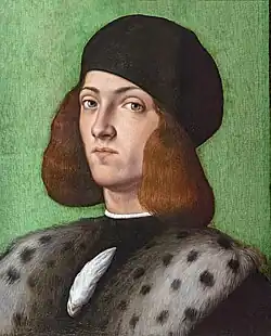 Andrea Previtali, Portrait de jeune homme au bonnet noir.