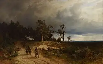 Paisaje del este de Finlandia con cosacos montados (1866)