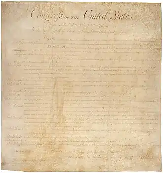Las primeras enmiendas (Bill of rights), 1791.