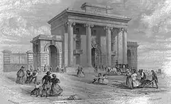 Terminal de Birmingham, como se pretendía inicialmente con arcos en los flancos (que no se construyeron)