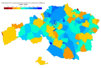 Crecimiento de la población por municipio (2008 - 2018)