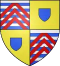 Écartelé: aux 1 et 4, burelé d'argent et d'azur à trois chevrons de gueules brochant, le premier écimé (La Rochefoucauld) ; au 2 et 3, d'or à une écusson d'azur.