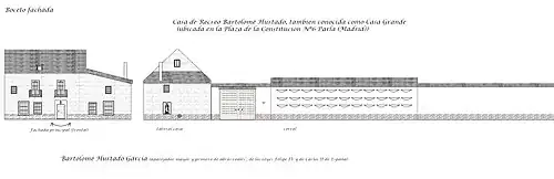 Boceto de su casa de recreo, también conocida como casa grande (Parla).