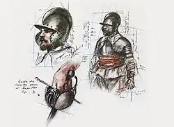 Boceto del artista para el personaje central.