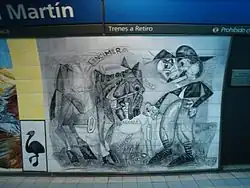 Mural en el andén a Retiro.