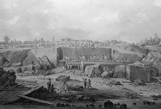 Extracción y tallado de las columnas en la cantera