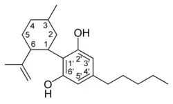 Chemical structure of a CBD-type cannabinoid.