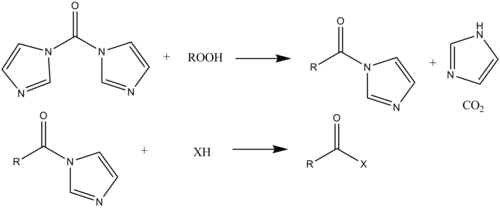 Esquema de la reacción de ácido carboxílico