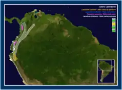 Mapa de distribución de Caenolestes sp.