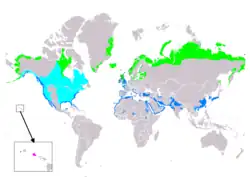 Distribución de Calidris alpina