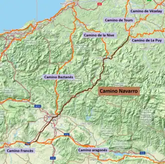 Mapa del Camino Navarro