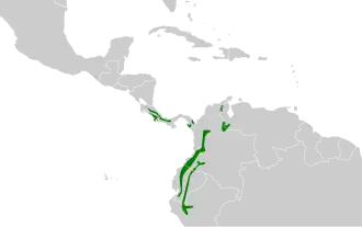 Distribución geográfica del picoguadaña andino.
