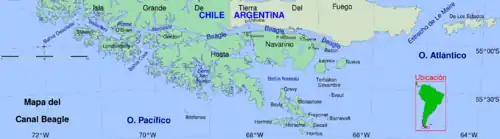 Localización en la región del estrecho de Magallanes