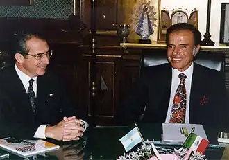 El presidente Ernesto Zedillo y el presidente Carlos Menem en Buenos Aires; noviembre de 1996.