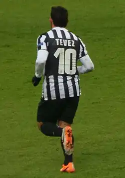 Tévez wearing no 10 Juventus shirt (back)