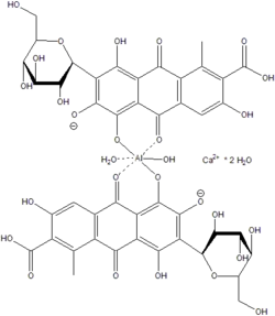Estructura de la carmina, complejo del ácido carmínico con aluminio.
