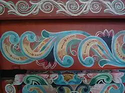 Detalle de una carreta típica pintada, patrimonio nacional de Costa Rica, en el Museo Nacional.