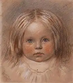 Retrato de la segunda hija del artista (Catherine Madox Brown) por Ford Madox Brown, 1852, Walker Art Gallery, 19 &nbsp; cm x 16.5 &nbsp; cm, número de acceso WAG10507