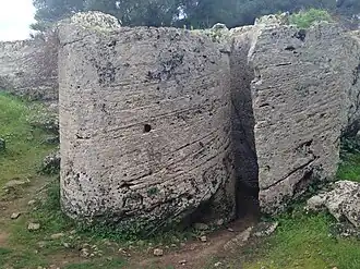 Incisiones circulares profundas para crear y separar una columna.