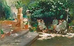 Mujeres en el jardín por Cecilio Plá y Gallardo, ca. 1910