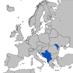 Mapa con los miembros actuales del CEFTA
