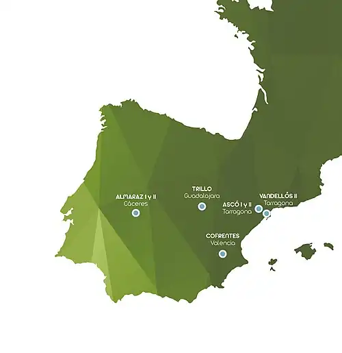 Mapa de las centrales nucleares españolas