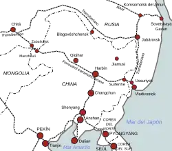 Chitá (arriba izq.) en mapa de los principales ferrocarriles de la región