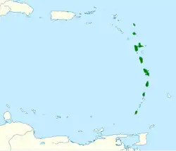 Distribución geográfica de la eufonia de las Antillas Menores.