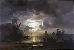 Luna elevándose sobre el río Elbe (probablemente 1864)