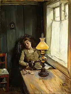 La costurera dormida (1885), de Christian Krohg, Nasjonalgalleriet, Oslo